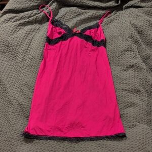 H&M Fuchsia and Black Lace Chemise
